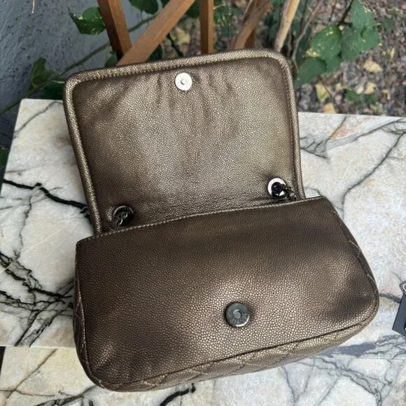 SOLD Chanel Classic Timeless CC Single Flap Metallic Caviar Shoulder Bag - Picture 10 of 16